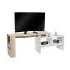 Meerveil - Meuble TV - Meuble Télé Extensible et Ajustable Bois Scandinaves pour Salon, 160 x35 x50 cm Blanc et Chêne