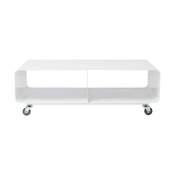 Kare Design Meuble TV Lounge, avec roulettes, salon, bureau, Buffets bas, blanc, 30x90x42cm