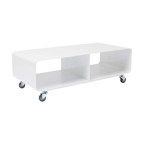 Kare Design Meuble TV Lounge, avec roulettes, salon, bureau, Buffets bas, blanc, 30x90x42cm