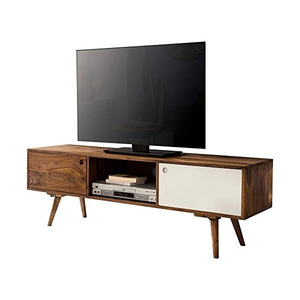 FineBuy Meuble TV Bois Massif Sheesham 140 x 45 x 35 cm Lowboard TV Commode | Étagère pour la télévision - pour téléviseur ju