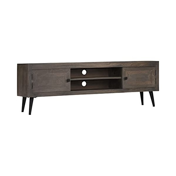 Meuble TV avec 2 Portes | Style Classique | Rangement matériel télé Audio Video Gaming | 140x30x45cm Marron