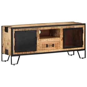 Meuble TV avec 1 tiroir 2 Portes | Style Industriel | Rangement matériel télé Audio Video Gaming | 110x31x46cm Marron