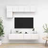 CIADAZ Ensemble de Meuble TV 5 pcs Blanc Brillant Aggloméré,Meuble TV,Table Basse Couleurs,Table Basse Salon Meuble TV