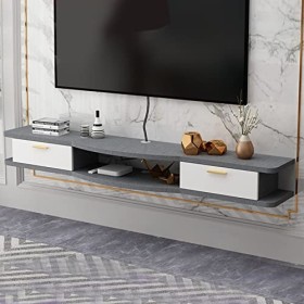 EsEntL Meuble TV Mural Étagère Flottante pour Meuble TV de 39,3/47,2/55,1 Pouces, Console multimédia Murale avec 2 Portes, ét