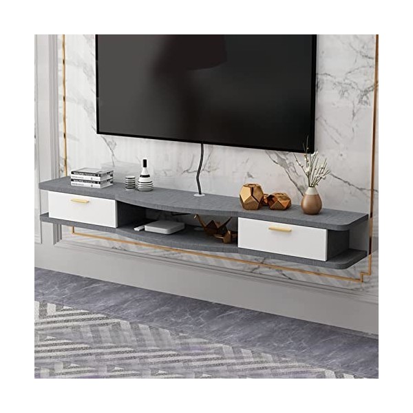 EsEntL Meuble TV Mural Étagère Flottante pour Meuble TV de 39,3/47,2/55,1 Pouces, Console multimédia Murale avec 2 Portes, ét
