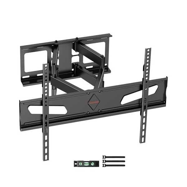 Support TV Mural pour Télévision Plat et Incurvé LCD LED 37-75 Pouces WHYFONE Fixation Murale TV Inclinable et Orientable ave