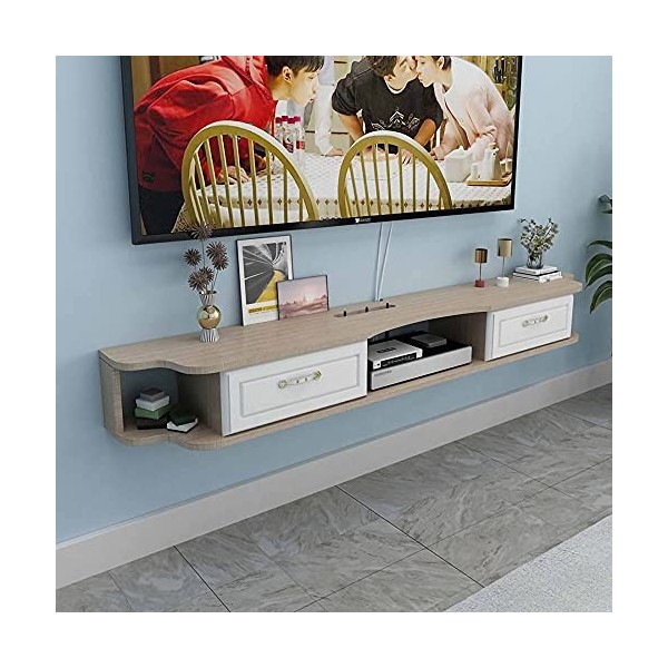 EsEntL Meuble TV, Meuble TV Flottant Simple pour Petit Appartement, unité Murale Flottante de Divertissement en Bois Massif M