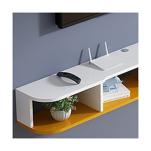 EGOMED Meuble TV Flottant Meuble TV Meuble TV Fixation Murale, Console Média Murale avec 3 Rangements Ouverts, Unité de Diver