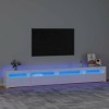 Camerina Meuble TV avec lumières LED Blanc Brillant 270x35x40 cm,Meuble Bas Salon,Meubles De Salon TV,Meuble TV Longueur