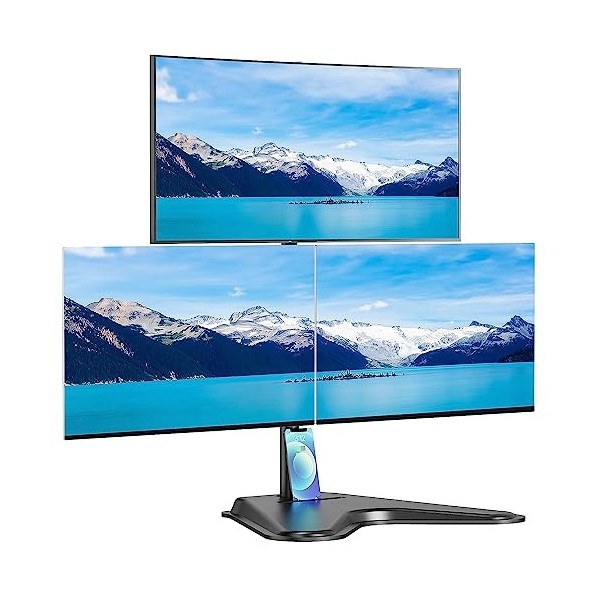 MounTeck Support Ecran PC 3 pour 17-24 Pouces écran Plat & incurvé, vesa 75x75 100x100 Support Triple Ecran, 7 kg/Bras, Auppo