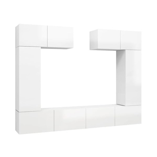 Générique Ensemble de Meuble TV 6 pcs Blanc Brillant Aggloméré,82.3 KG,3079329, Meubles, Meubles TV