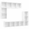 JUNZAI Ensemble de Meubles TV 4 pcs Blanc Brillant Bois dingénierie,Meuble TV,Table Basse Couleurs,Table Basse Salon Meuble 