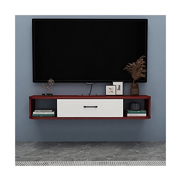 Meuble TV Flottant Meuble TV Mural, Meuble TV Flottant Mat pour Salon, Salle de Divertissement, Bureau, étagère de Rangement 