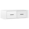 Higsose Meuble TV Salon Suspendu Blanc Brillant 80x36x25 cm Bois dingénierie Armoire Télévision Dessus Stable et Robuste Vit