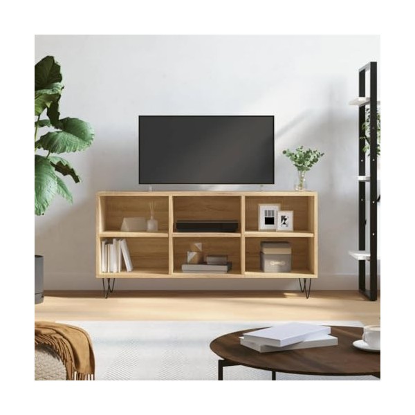 Tidyard Meuble TV Banc TV Meuble de Salon chêne Sonoma 103,5x30x50 cm Bois dingénierie
