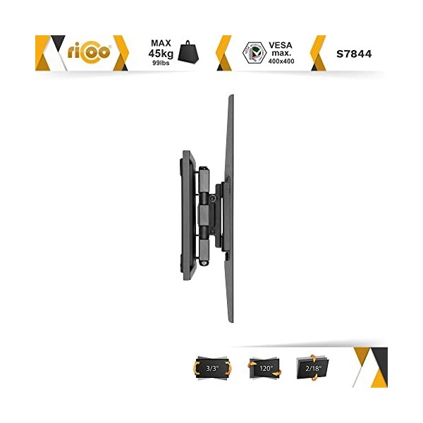 RICOO Support Mural TV 32" - 55 S7844 Pouces Orientable et Inclinable Fix ation Murale télévision pour télé VESA 200 x 200