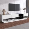 RCBDBSM Meuble TV 190cm, Buffet Salon, Meuble TV en Blanc Brillant et Noir, Meuble TV 190 x 40 x 42 cm avec 3 tiroirs & 2 Com