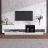 RCBDBSM Meuble TV 190cm, Buffet Salon, Meuble TV en Blanc Brillant et Noir, Meuble TV 190 x 40 x 42 cm avec 3 tiroirs & 2 Com