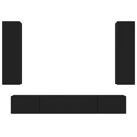 BaraSh Ensemble de Meubles TV 4 pcs Noir Bois dingénierie,Meuble TV,Table Basse Salon Meuble TV,Table Basse LED Couleurs