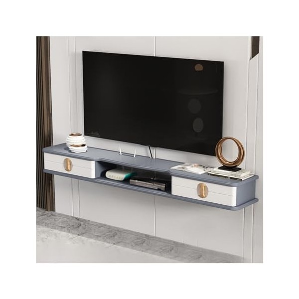 Unité TV Flottante, Étagère Flottante pour sous La Télévision, Gestion des Câbles TV Murale, Petit Meuble TV Dappartement av