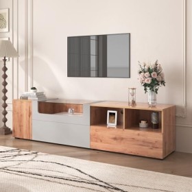 kubeier Meuble TV Vintage Meuble TV 190 cm pour téléviseurs, Meuble TV en Bois avec lumières LED à Couleurs changeantes et Pl