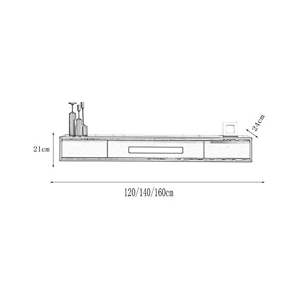 Brooke shop Meuble TV flottant, console de jeux avec 2 tiroirs et étagères de rangement ouvertes, meubles de salon, cloisons 