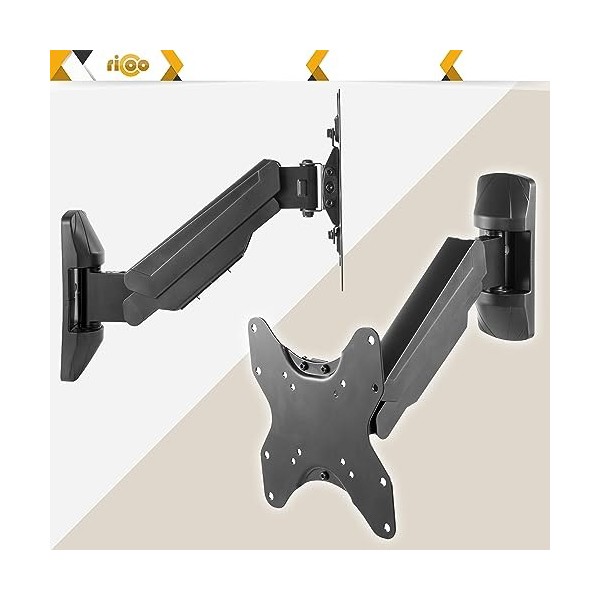 RICOO Support Mural TV Orientable et Inclinable Modèle S4522, pour Télévisions 23"-43", VESA 200x200mm, Charge 30kg, Noir