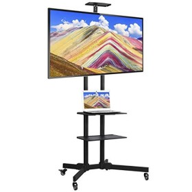 Yaheetech Chariot Mobile de TV 32 inch - 75 inch Plasma/LCD/LED Max. VESA 600x400 mm 2 tablettes Chariot Plancher avec Systèm