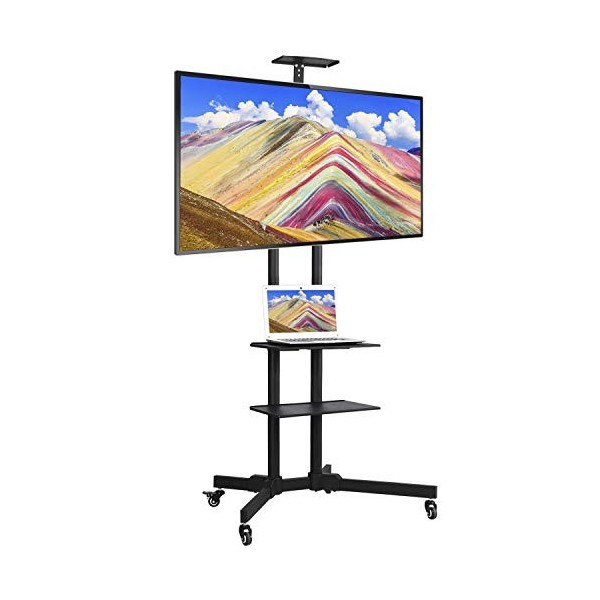 Yaheetech Chariot Mobile de TV 32 inch - 75 inch Plasma/LCD/LED Max. VESA 600x400 mm 2 tablettes Chariot Plancher avec Systèm