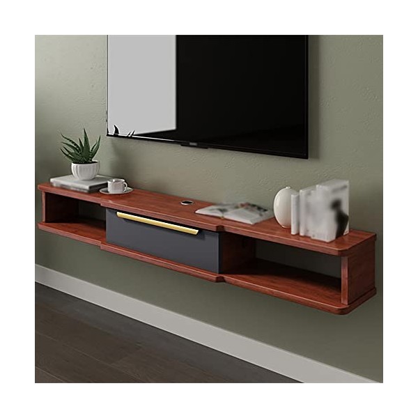 EsEntL Meuble TV Flottant, Meuble TV Mural à Deux Couches avec Trous pour Fils, adapté aux armoires de Rangement de Bureau, é