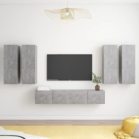 Générique Ensemble de Meuble TV 6 pcs Gris béton Aggloméré,76.8 KG,3079100, Meubles, Meubles TV