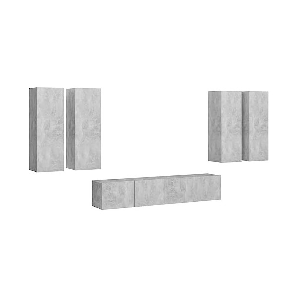 Générique Ensemble de Meuble TV 6 pcs Gris béton Aggloméré,76.8 KG,3079100, Meubles, Meubles TV