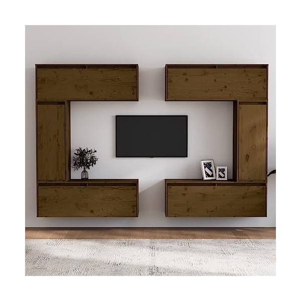 Générique Meubles TV 6 pcs Marron Miel Bois Massif de pin,53.6 KG,3100202, Meubles, Meubles TV