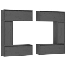 Générique Meubles TV 6 pcs Gris Bois Massif de pin,53.8 KG,3100201, Meubles, Meubles TV