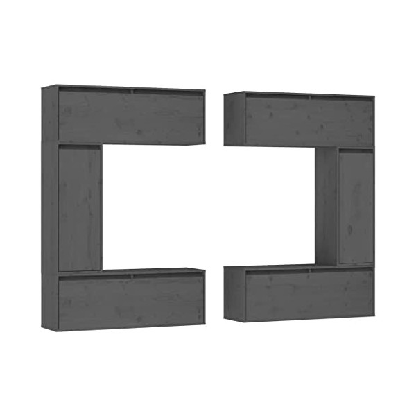 Générique Meubles TV 6 pcs Gris Bois Massif de pin,53.8 KG,3100201, Meubles, Meubles TV