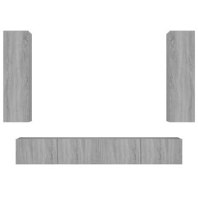 ZEYUAN Ensemble de Meubles TV 4 pcs Sonoma Gris Bois dingénierie,Meuble TV,Table Basse Salon Meuble TV,Table Basse LED Coule