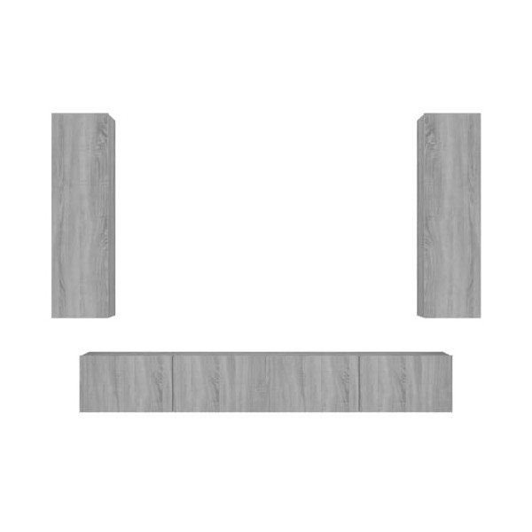 ZEYUAN Ensemble de Meubles TV 4 pcs Sonoma Gris Bois dingénierie,Meuble TV,Table Basse Salon Meuble TV,Table Basse LED Coule