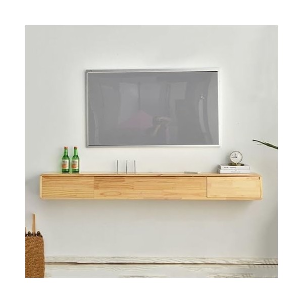 Meuble Tele Mural, Meuble TV Suspendu, Moderne Meuble Television Bois Étroit Table TV Salon Banc TV avec Tiroirs Color : Log