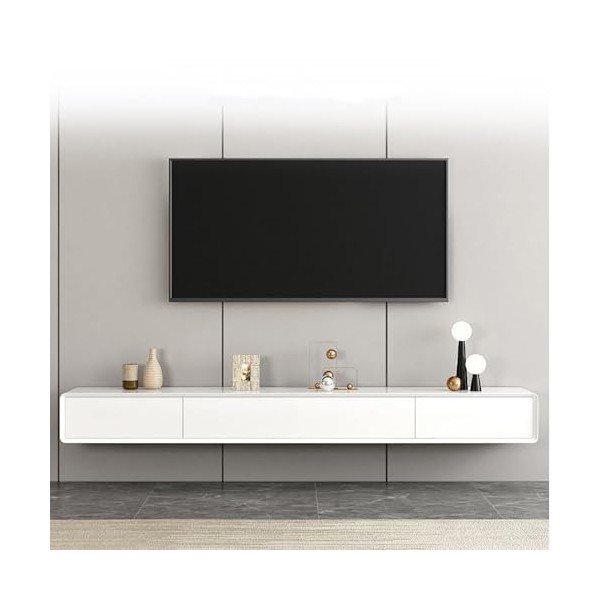Meuble Tele Mural, Meuble TV Suspendu, Moderne Meuble Television Bois Étroit Table TV Salon Banc TV avec Tiroirs Color : Log