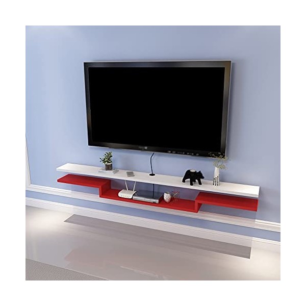Meuble TV Suspendu, éTagèRe De Rangement MultiméDia Pour Routeur DéCodeur De Stockage Ouvert Avec Trou De Fil, AdaptéE Aux Ch