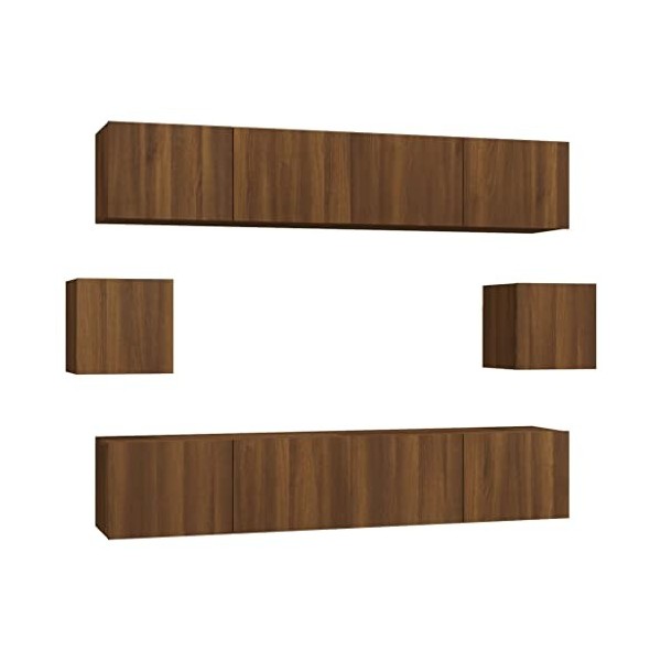 Camerina Ensemble de Meubles TV 6 pcs Chêne Marron Bois dingénierie,Meuble TV Étagère,Meuble dangle TV,Meuble Haut Salon
