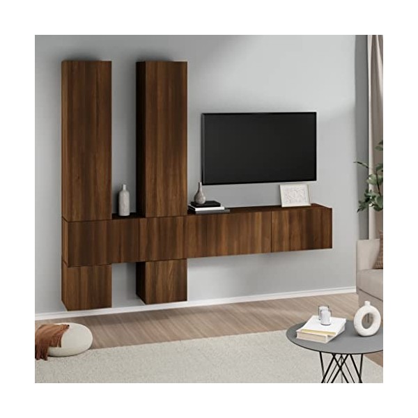 Camerina Meuble TV Mural Chêne Marron Bois dingénierie,Meuble TV,Table Basse Salon Meuble TV,Table Basse LED Couleurs