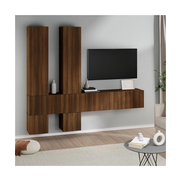 ZEYUAN Meuble TV Mural Chêne Marron Bois dingénierie,Meuble TV,Table Basse Salon Meuble TV,Table Basse LED Couleurs