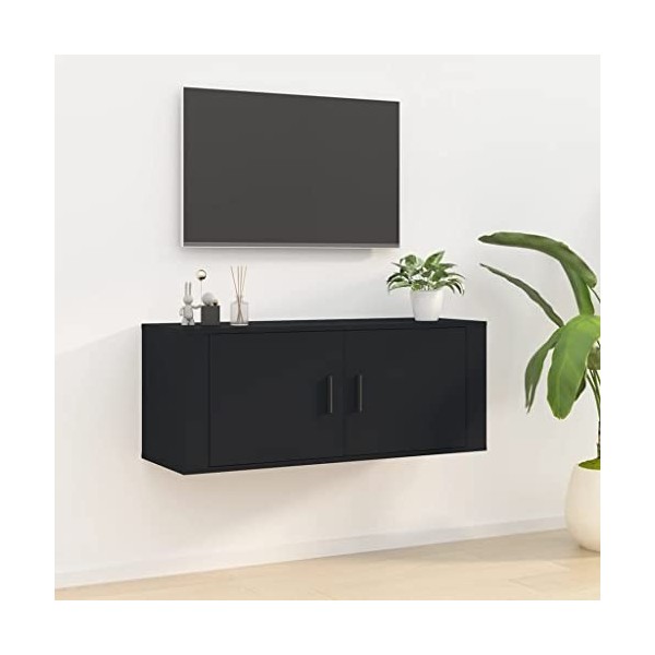 vidaXL Meuble TV Mural Noir 100x34,5x40 cm