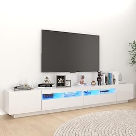 BIGTO Meuble TV blanc brillant 260 x 35 x 40 cm