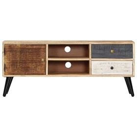 ARKEM Meuble TV 115 x 30 x 47 cm Bois Massif de manguier,Table Television Salon,Meuble Télé Haut,Meuble TV Haut