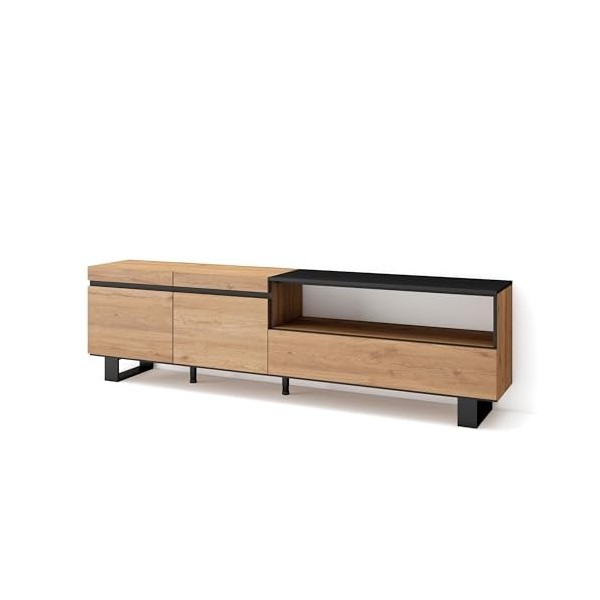 Skraut Home | Meuble TV | Banc Télé | Grand Espace de Rangement | 200x57x35cm | pour Les TV jusquà 80" | Design Industriel |