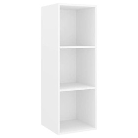 Meuble TV Suspendu | Style Contemporain | Rangement matériel télé Audio Video Gaming | 37x37x107cm Blanc