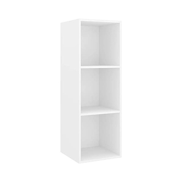 Meuble TV Suspendu | Style Contemporain | Rangement matériel télé Audio Video Gaming | 37x37x107cm Blanc