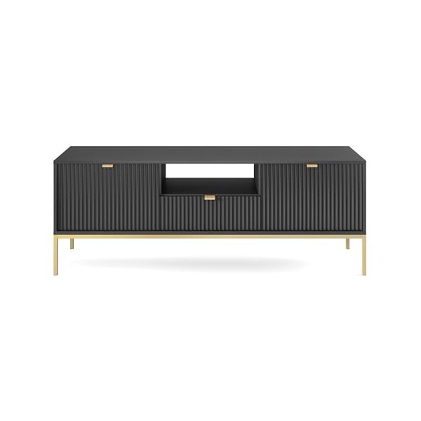 Selsey Meuble TV, Engineered Wood, Noir, 154 cm Longueur